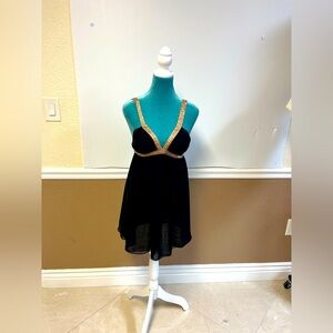 Victoria’s Secret Y2K Pink Gold‎ Label Babydoll Black Sheer Leopard Print Size S